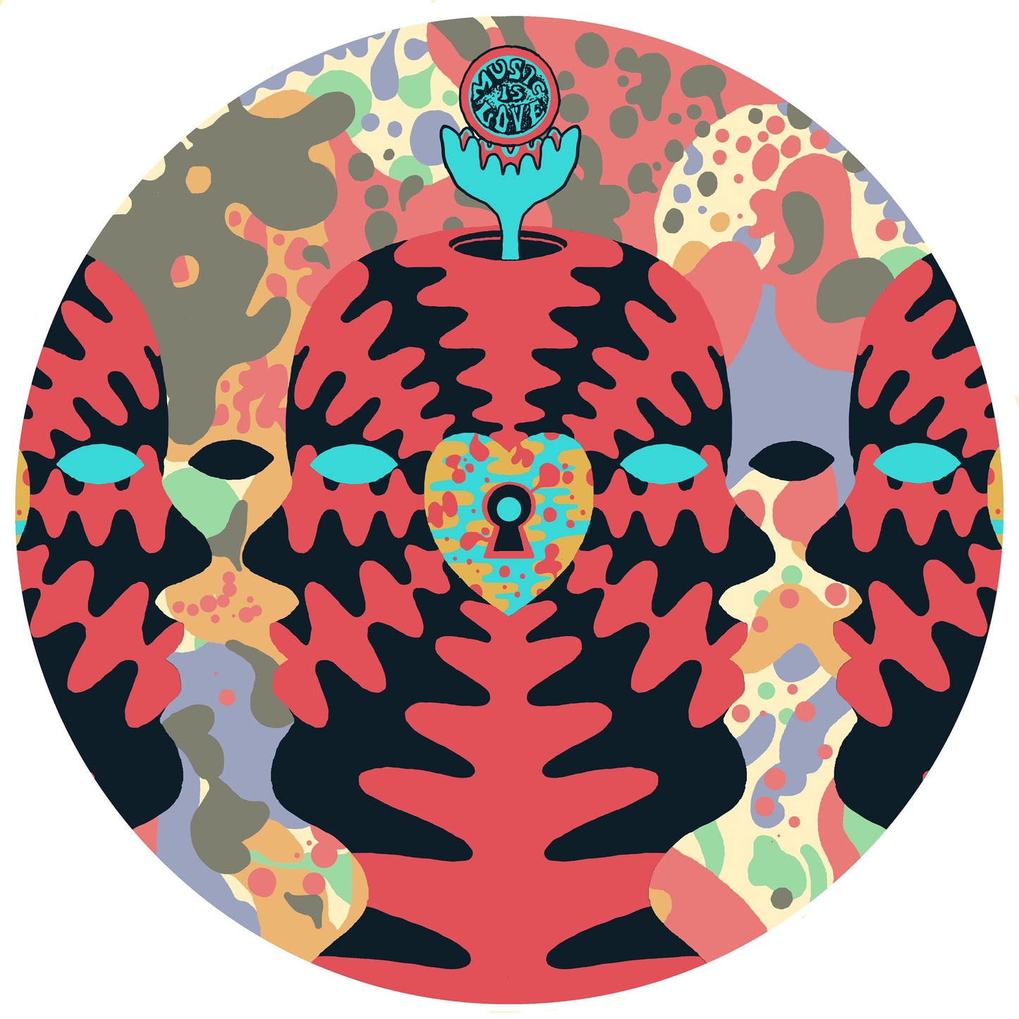 Music is Love Turntable Slipmat, Psychedelic Turntable Slip mat, Vinyl Lover Gift, Record Collector Gift