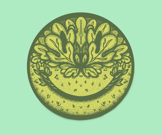 Green Man Smiley Face Sticker, natural smiley face Sticker, Camping lover gift, Hiking love sticker, nature lover gift, Pagan Wiccan Sticker