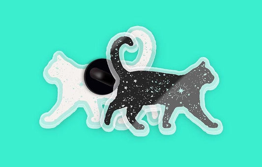 Cosmic Black Cat Pin, Space Cat Pin, Black Cat lover Gift