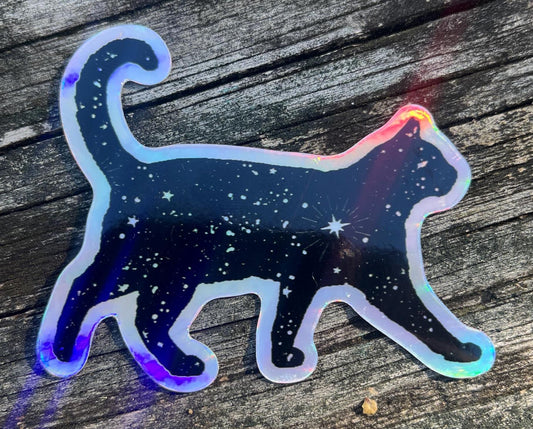 Cosmic Black Cat Sticker, Space Cat Sticker, Black Cat lover sticker