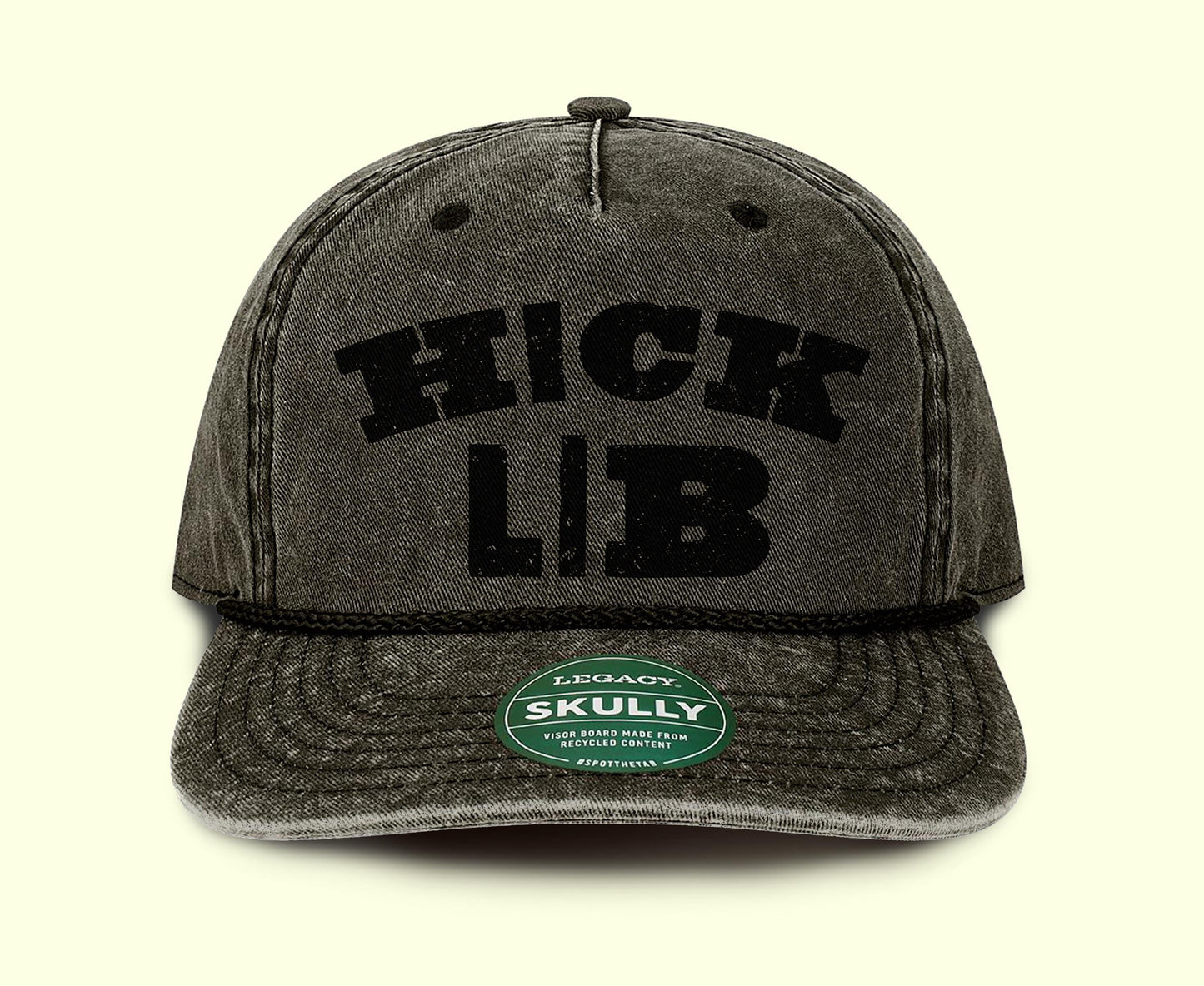 Hick Lib Hat, Garment Dyed Denim Hat, Rope Trucker Hat, Adjustable