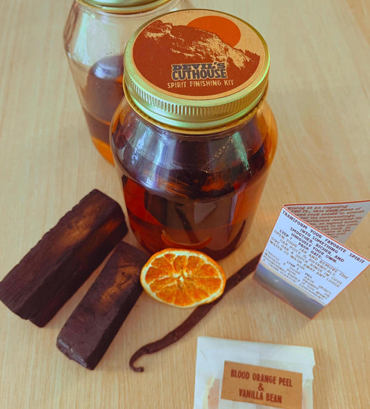 Devils Cuthouse Bourbon Aging Kit – Asheville Charred White Oak Sticks with Vanilla Bean & Blood Orange | Whiskey Finishing Gift Set