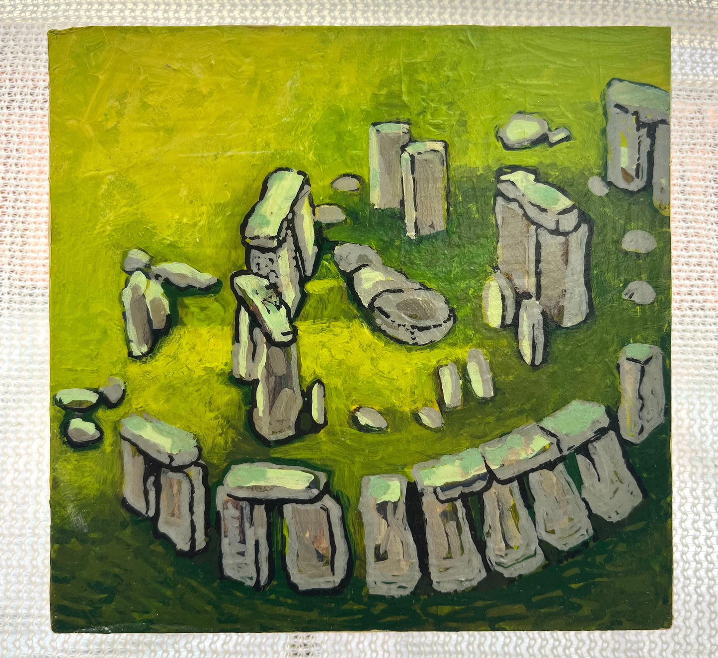 Mini Stonehenge Painting Ancient Druid Pagan Landscape Fine Art Small Wall Decor