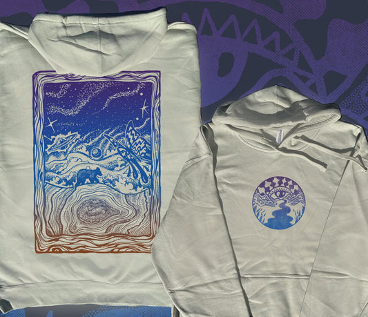 Crystal Bear Mountain Eye Hoodie | Cosmic Nature Appalachian Hiking Apparel Asheville Artist Design