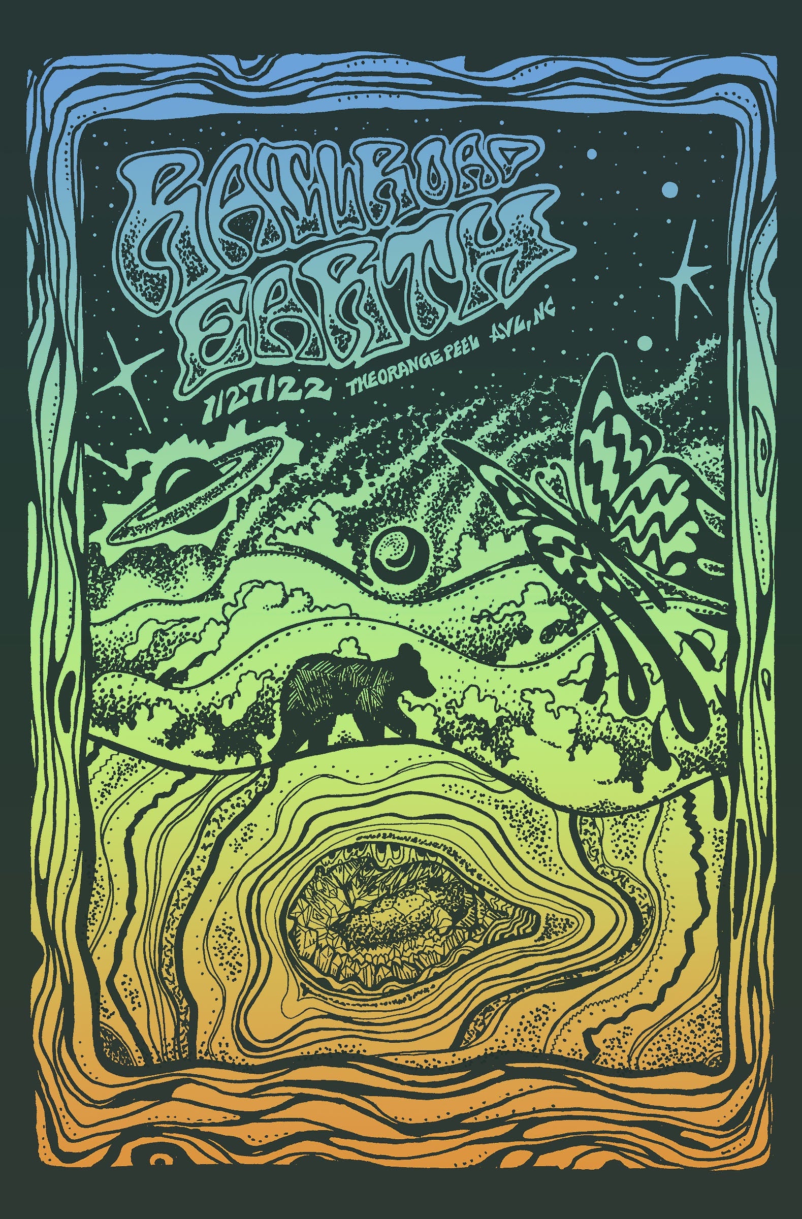 Railroad Earth 1/27 Asheville Concert Poster mammalmatt