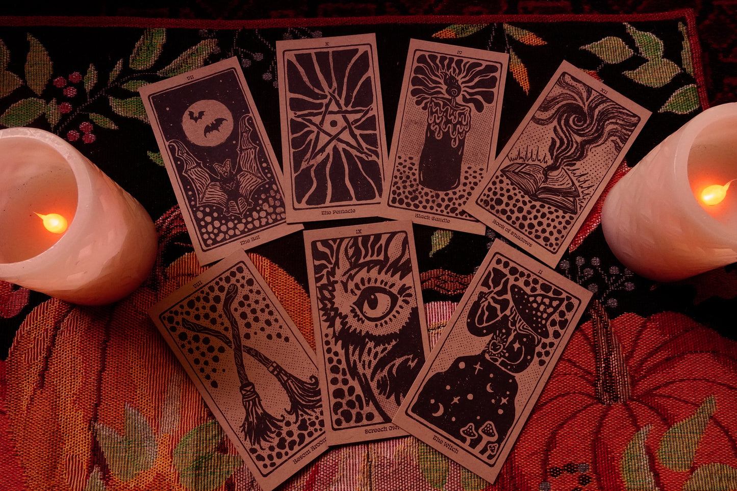 Hallows Dozen Oracle Deck | Hand drawn Samhain & Halloween Symbol Cards