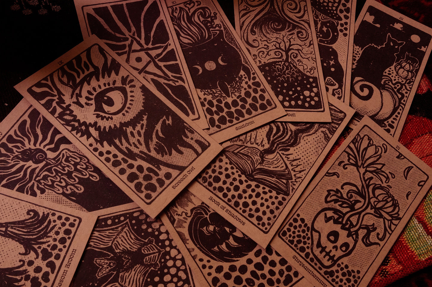 Hallows Dozen Oracle Deck | Hand drawn Samhain & Halloween Symbol Cards