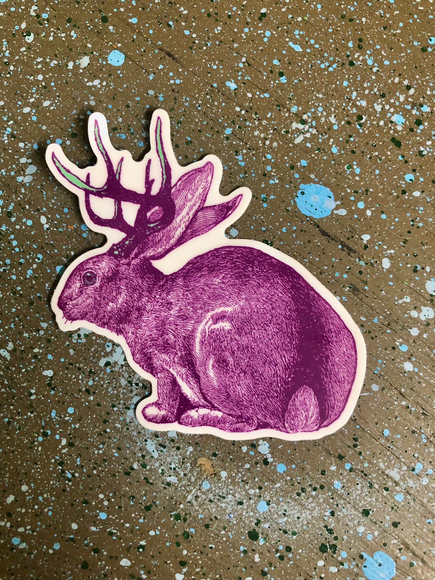 Jackalope sticker, rabbit sticker, Jackalope art, mythological animal sticker