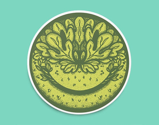Green Man Smiley Face Sticker, Floral Smiley Sticker, Smiley Face Sticker, Fun Botanical sticker, Celtic Sticker