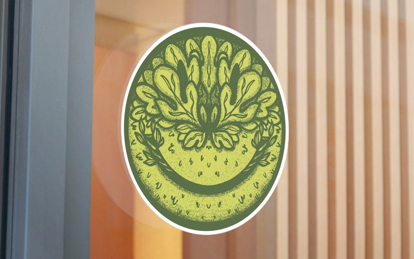 Green Man Smiley Face Sticker, Floral Smiley Sticker, Smiley Face Sticker, Fun Botanical sticker, Celtic Sticker