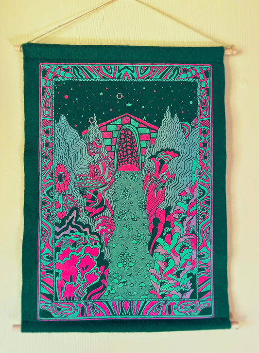 Psychedelic Garden Path Wall Art, Bohemian Wall Art, Psychedelic Home Decor, Boho Felt wall art,