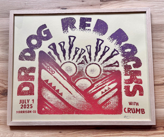 Limited Edition Dr. Dog Red Rocks Poster | Official Dr Dog Red Rocks 2025 poster | Handmade Screen Print