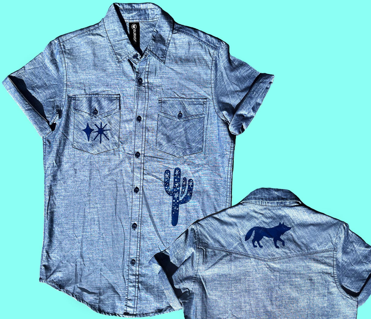 Desert Vibes Botanical Print Short Sleeve Button Up Shirt | Cactus Wilderness Nature Lover Gift