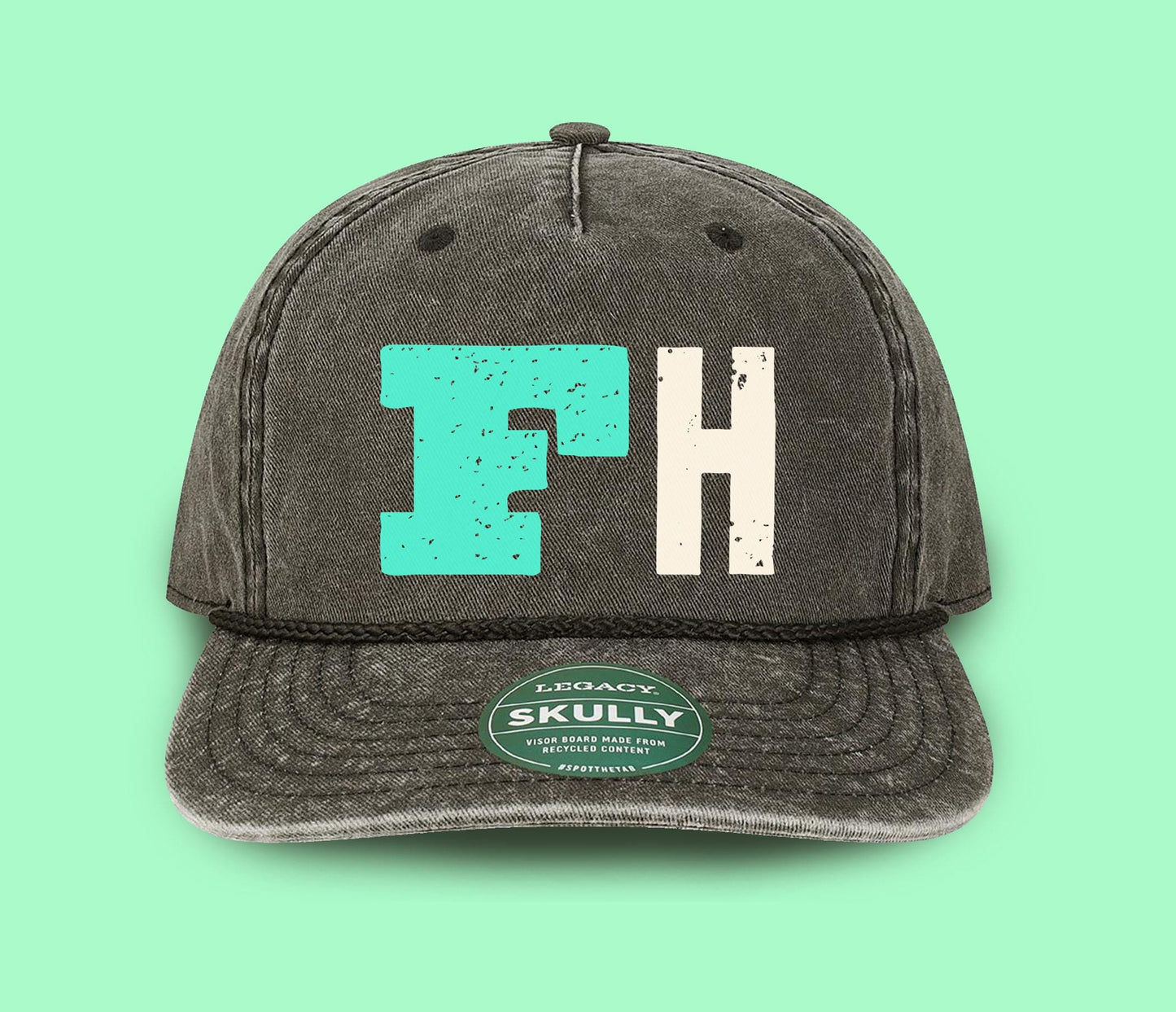 Personalized Initials Wood Block Typography Hat