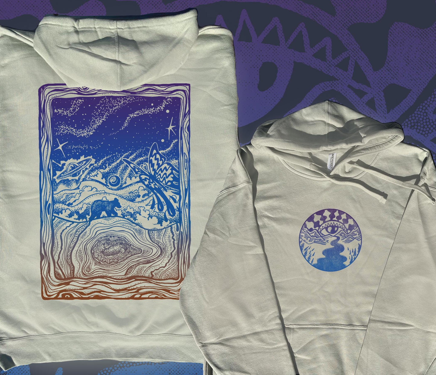 Crystal Bear Mountain Eye Hoodie | Cosmic Nature Appalachian Hiking Apparel Asheville Artist Design