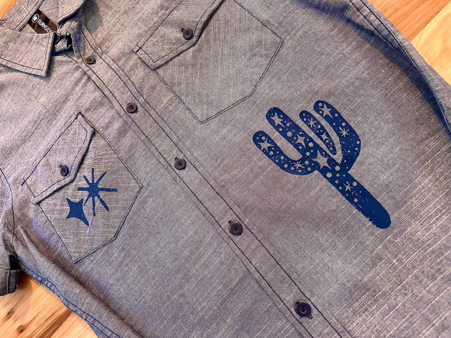 Desert Vibes Botanical Print Short Sleeve Button Up Shirt | Cactus Wilderness Nature Lover Gift