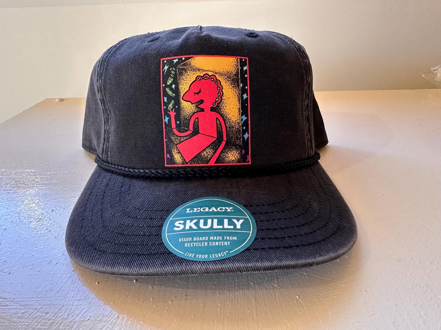 Prismo's Pickles Adventure Time Hat | Hand drawn Legacy Skully Denim washed cap