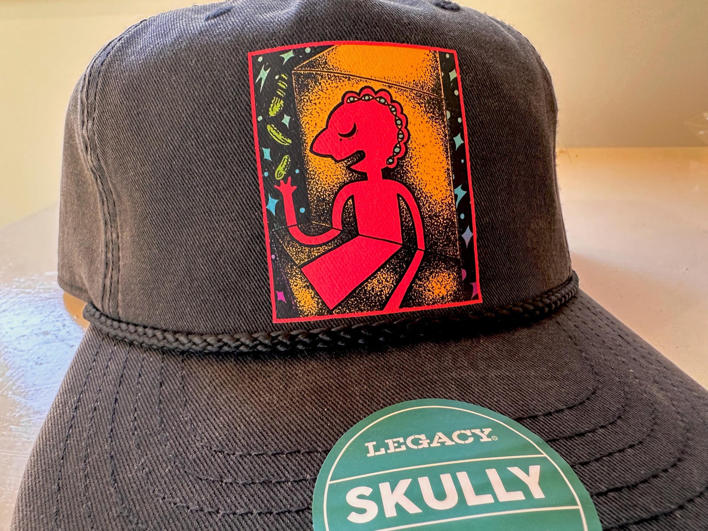Prismo's Pickles Adventure Time Hat | Hand drawn Legacy Skully Denim washed cap