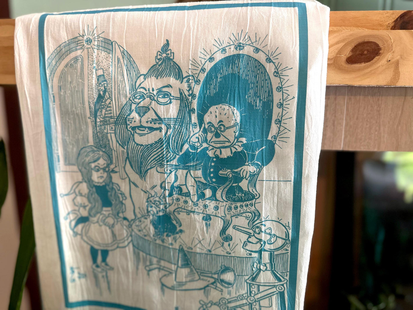 Oz Character Vintage Art Tea Towel - Blue and White