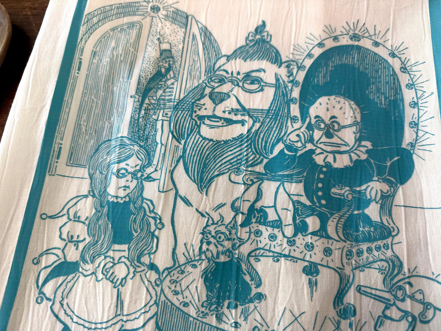 Oz Character Vintage Art Tea Towel - Blue and White