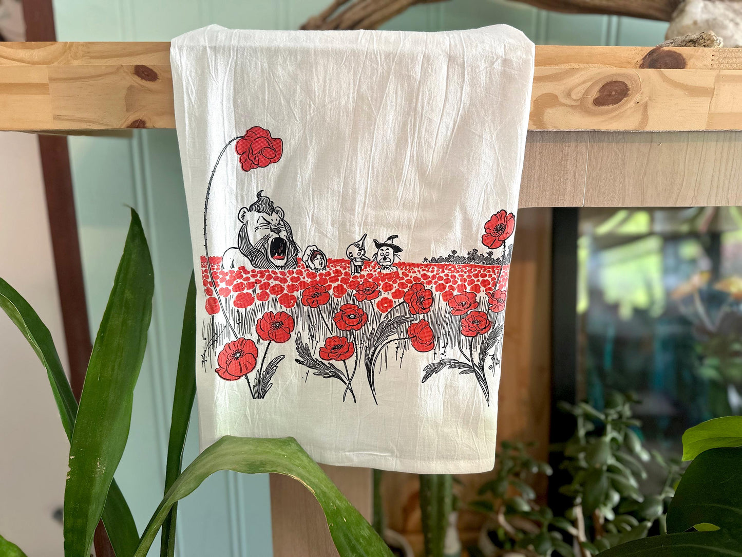 Vintage Wizard of Oz Tea Towel |  Field of Poppies Vintage Art Tea Towel