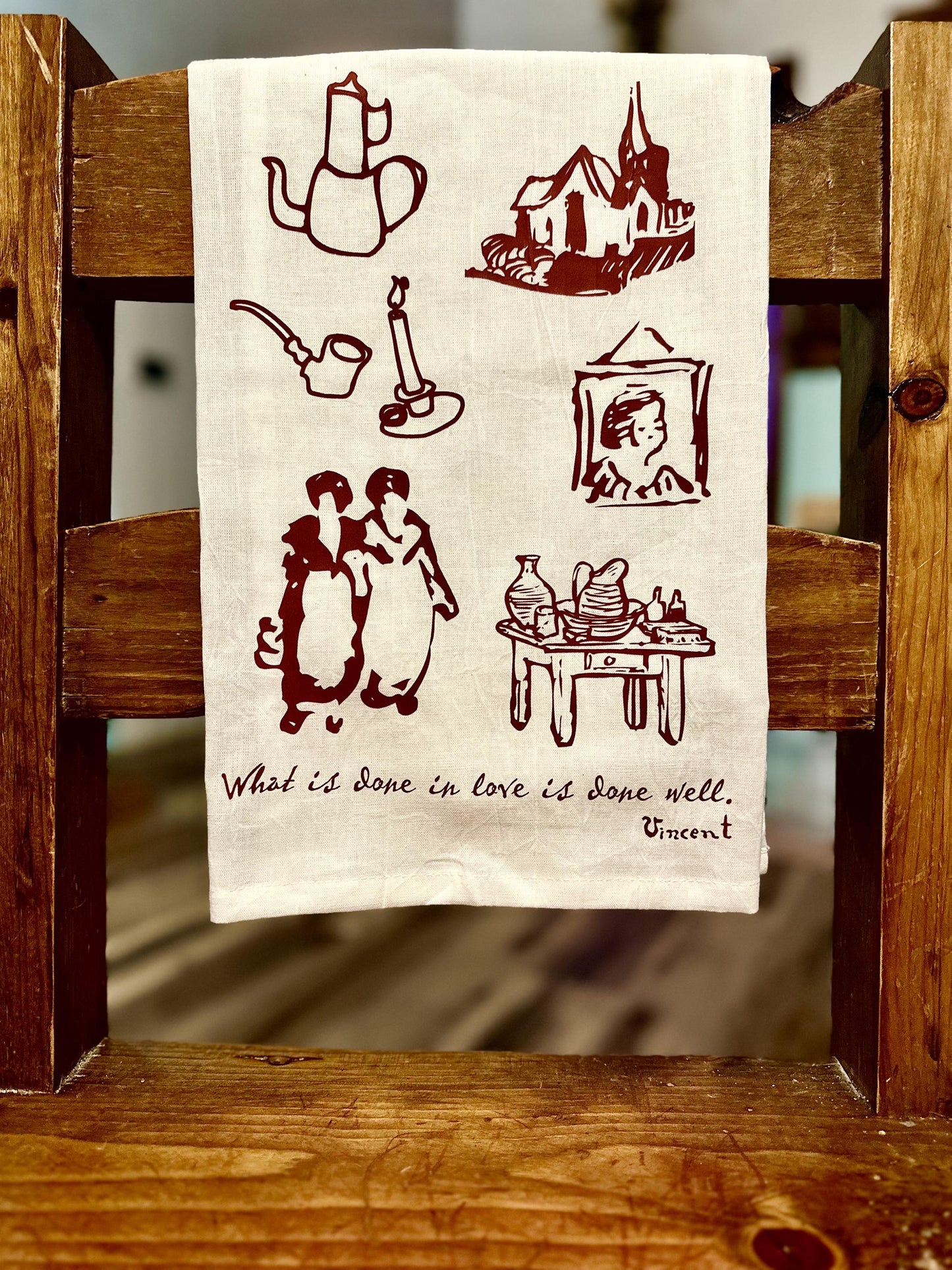 Van Gogh Tea Towels with Quotes - Artistic Kitchen, Gift for Art Lovers, Home Decor, Cotton
