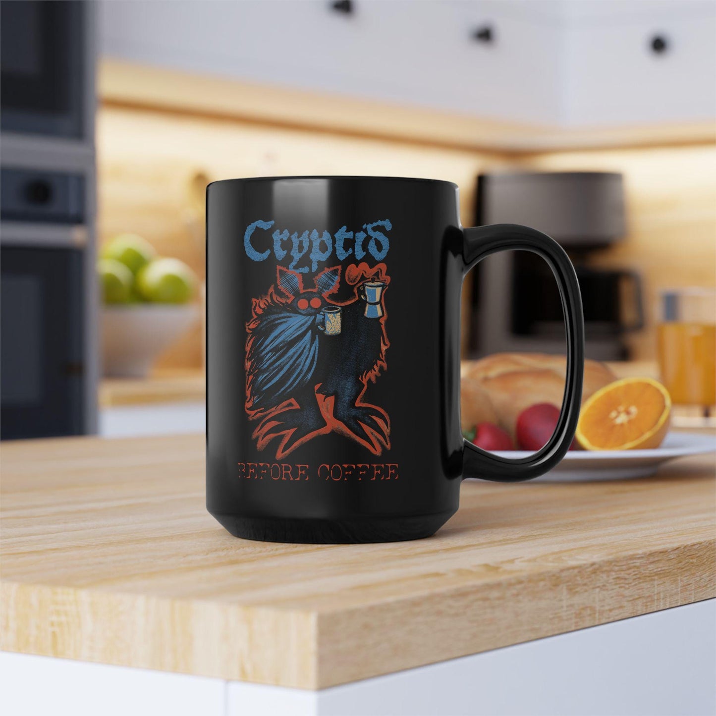 Mothman Cryptid Coffee Mug| Cryptid Before Coffee Monster 15oz