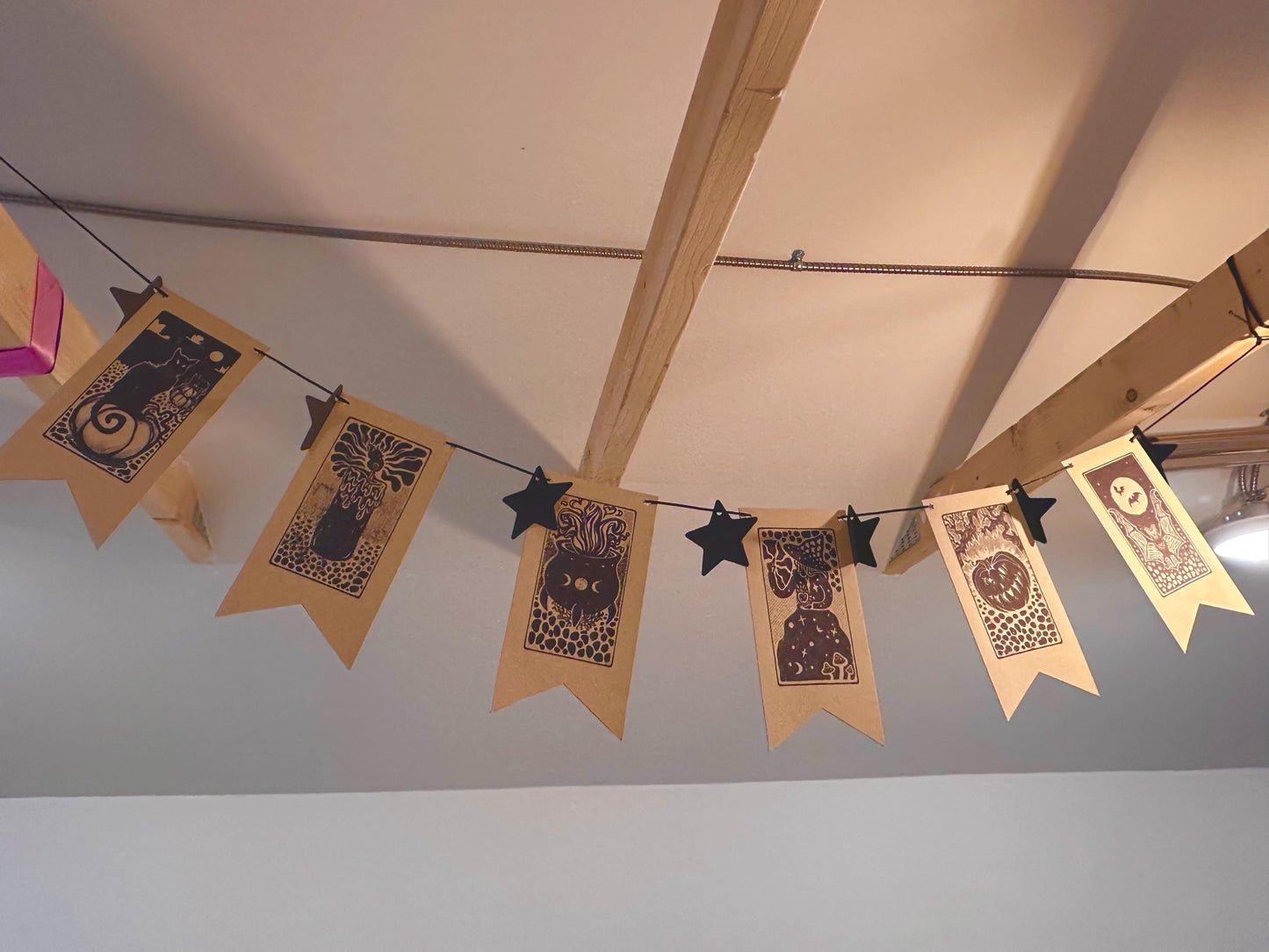 Handmade Witchy Halloween Banner | 6 Designs and Stars Pre-Strung Black Rope