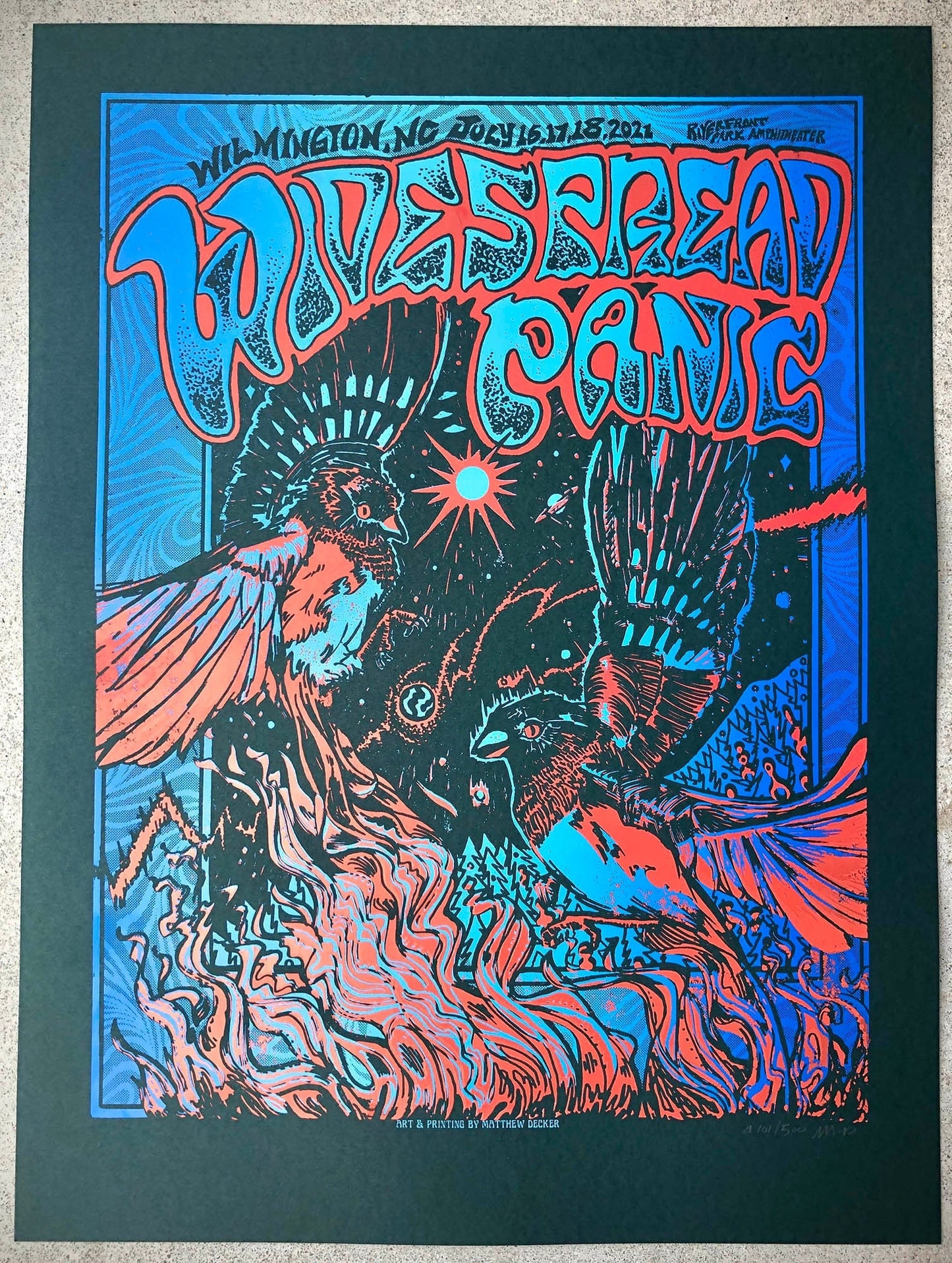 Official Widespread Panic Poster, Wilmington 2021 Official Hand-Printed Gigposter